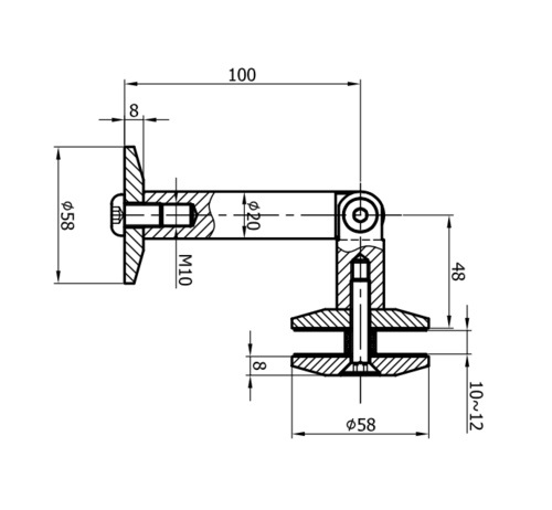 Łącznik do daszków ściana-szkło 3