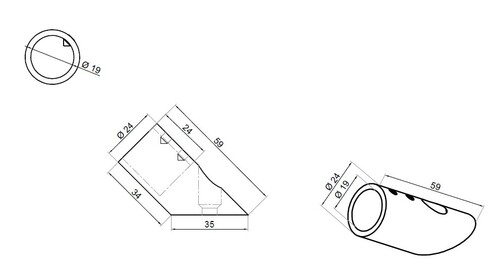 Mocowanie ściana-reling 45° 3