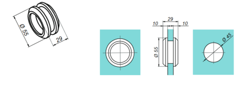 Pochwyt do drzwi przesuwnych fi 55 mm 4