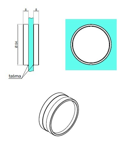 Pochwyt okrągły do drzwi przesuwnych fi 65 mm, naklejany 3