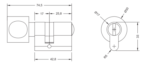 Wkładka do zamka łazienkowego z gałką 3