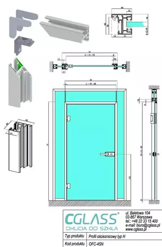 Profil ościeżnicowy typ H szkło-szkło - NOWY 3