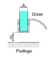 Uszczelka dolna z okapnikiem do drzwi przesuwnych H=12 mm 2