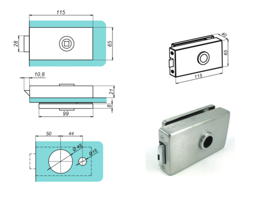 Zamek z otworem na klamkę 2