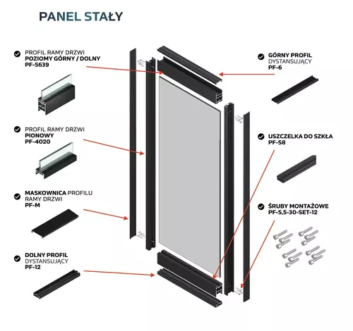 Profil górny dystansujący 6 mm do panelu stałego 2