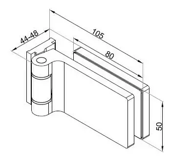 Poziomy zawias do ościeżnicy aluminiowej OFC 2