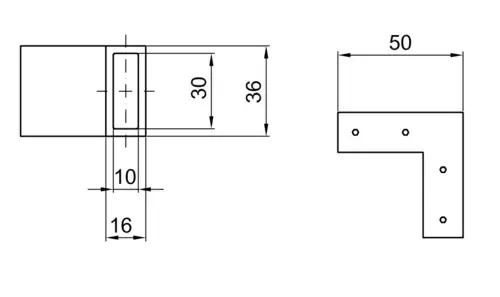 Łącznik kątowy 90° do systemu przesuwnego S003 2