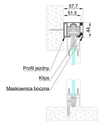 Profil jezdny MAGIC z maskownicą boczną, montaż do ściany 4