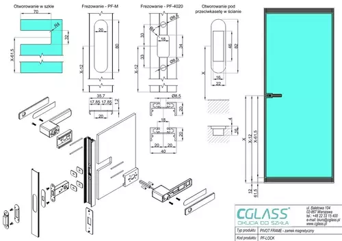 Zamek magnetyczny do ramy drzwi do systemu PIVOT FRAME 2