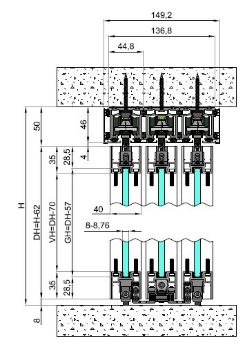 Set - 6 sliding doors - sliding sideways (3 tracks) 2