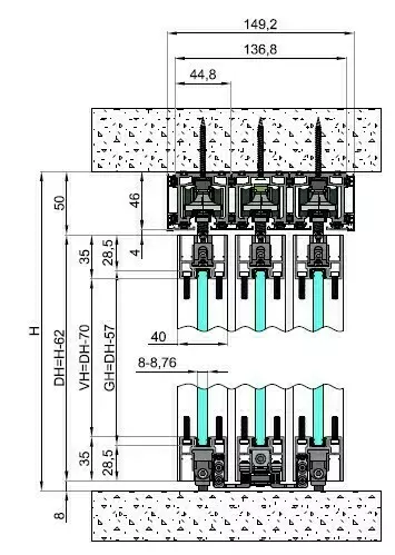 Set - 6 sliding doors - sliding sideways (3 tracks) 3
