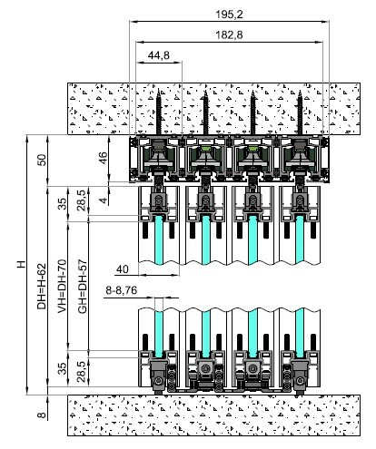 Set - 8 sliding doors - sliding sideways (4 tracks) 2