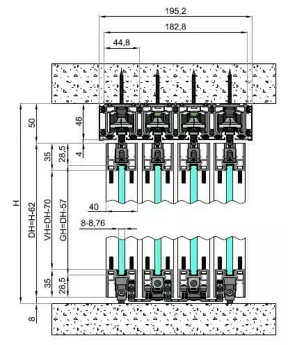 Set - 8 sliding doors - sliding sideways (4 tracks) 3