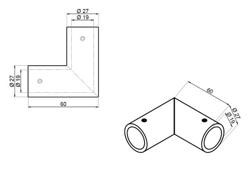Railing-to-railing connector 90° 2