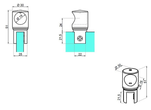 Adjustable closed mounting bar-glass 3