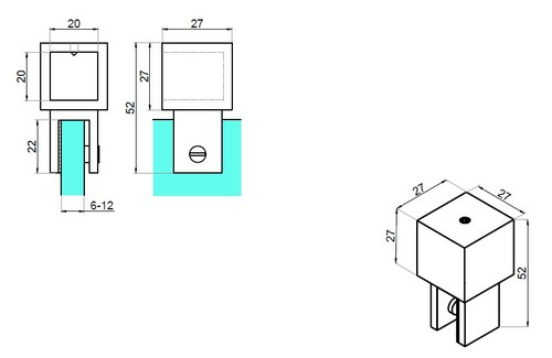 Adjustable closed mounting bar-glass 2