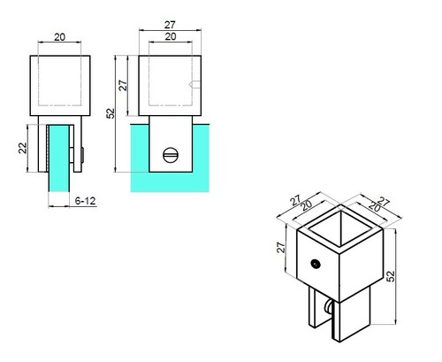 Vertical mounting bar-glass 2