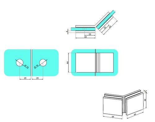 Connector glass-glass 135° 2