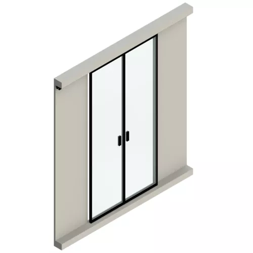 Zestaw 2 drzwi przesuwne rozsuwane na boki – montaż do sufitu (1 tor jezdny)